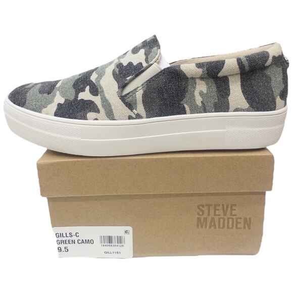 Steve Madden Camo Slip On Platform Sneaker Loafers Green Women's Size 9.5 - Picture 1 of 7
